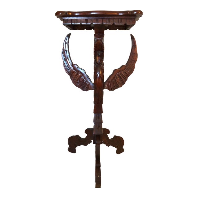 Vintage Carved Winged Dragon Pedestal or Plant Stand For Sale