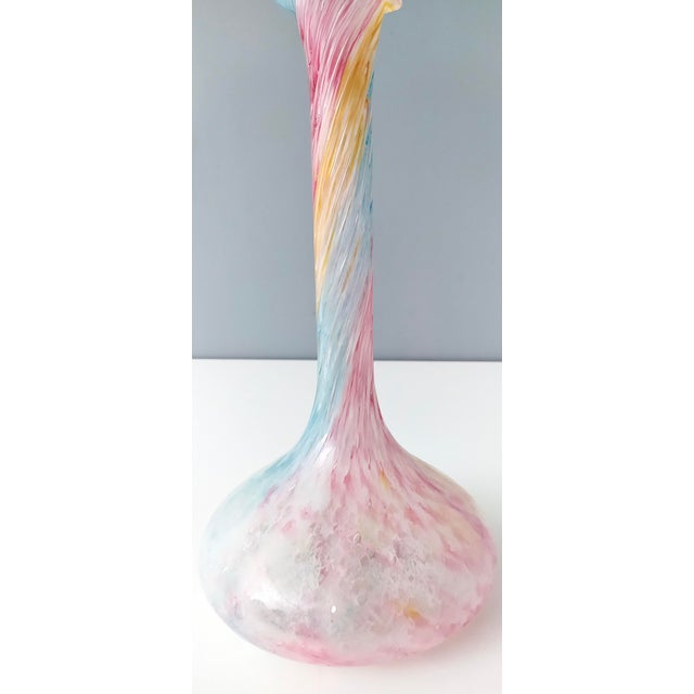 Vintage Pastel Pink Polychrome Murano Glass Flower Vase For Sale - Image 6 of 15