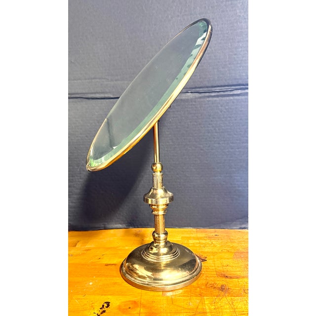 Mid-Century Modern Antique Brass Swivel Adjustable Vanity /Table Mirror For Sale - Image 3 of 10