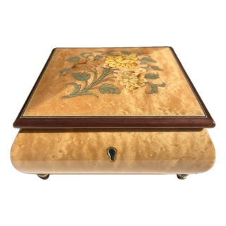 Vintage Italian Musical Jewelry Box With Floral Inlay – Sorrento Style For Sale