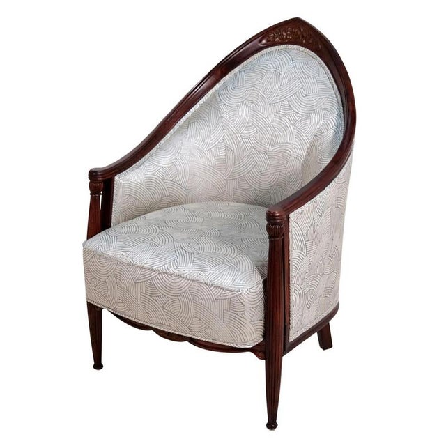 Pair of Deco armchairs in pointed arch shape France, Art Deco around 1930. A beautiful and carefully restored pair of Art...