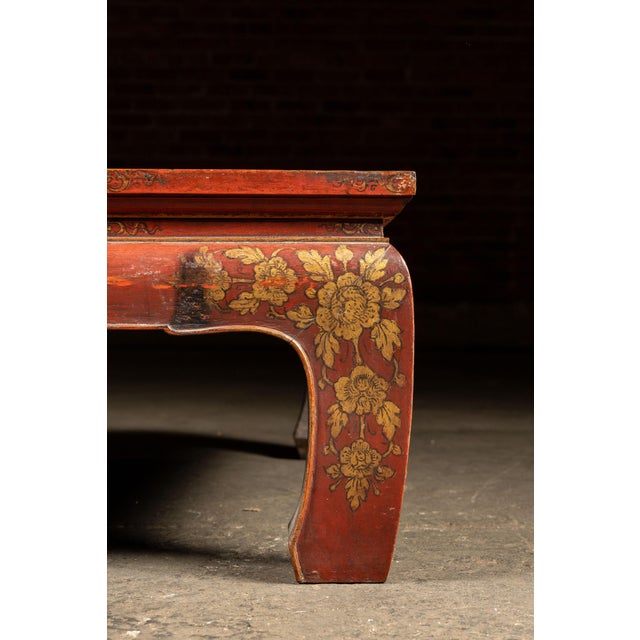 Early 20th Century Southeast Asian Wooden Coffee Table With Floral Accents For Sale - Image 16 of 16