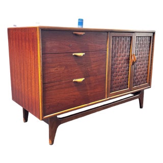 Mid Century Modern Petite Basketweave Credenza | Perception Series by Lane Furniture For Sale
