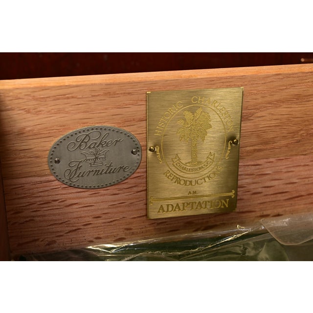 Brown Baker Furniture Historic Charleston Georgian Inlaid Mahogany Lighted Breakfront Bookcase Cabinet For Sale - Image 8 of 14