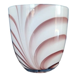 Vintage Murano Style Swirled Pattern Italian Blown Glass Vase For Sale