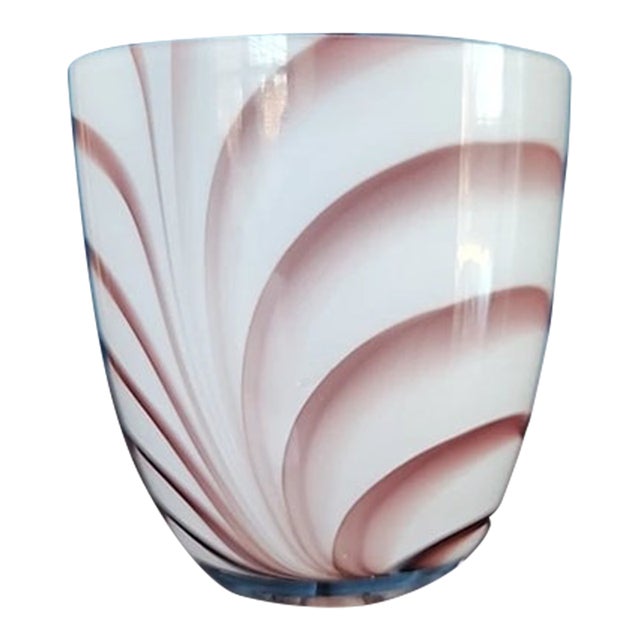 Vintage Murano Style Swirled Pattern Italian Blown Glass Vase For Sale
