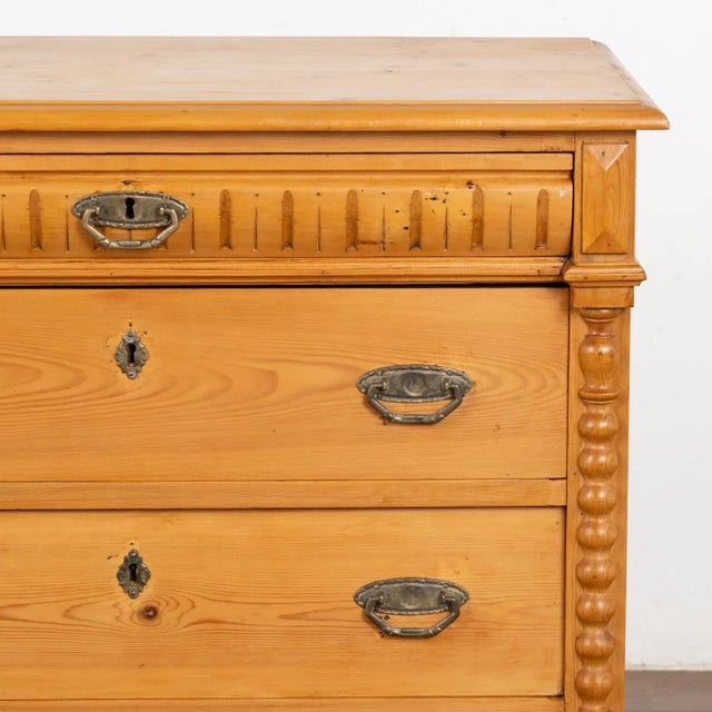 Brown Pine Chest of Four Drawers, Denmark Circa 1900 For Sale - Image 8 of 11