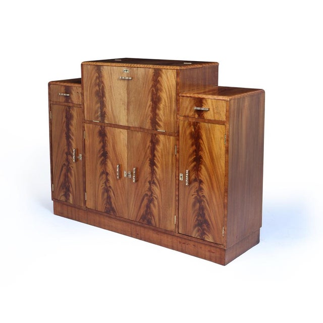 English Art Deco Walnut Cocktail Sideboard, 1930s For Sale - Image 16 of 16