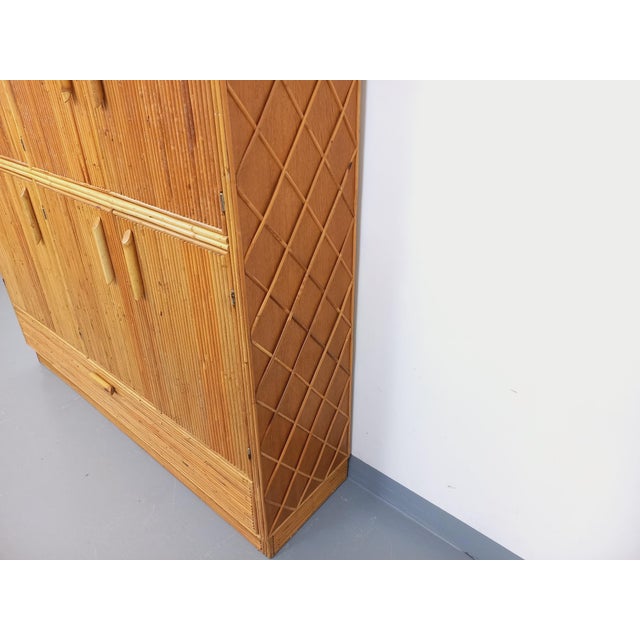 Vintage Rattan and Light Wood Storage Unit, 1960s For Sale - Image 11 of 16