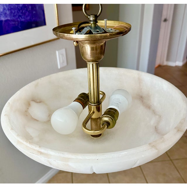 1970s French Directoire Style Alabaster Flushmount Ceiling Light For Sale - Image 12 of 16