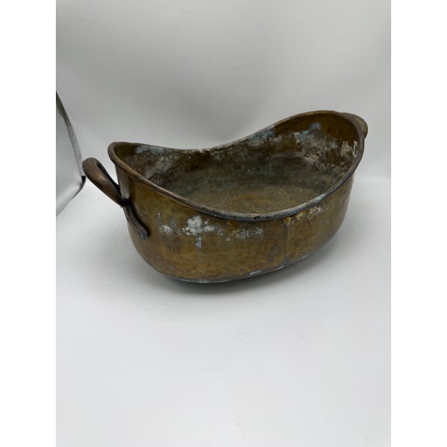 Metal Antique Hammered Brass Cache Pot For Sale - Image 7 of 9