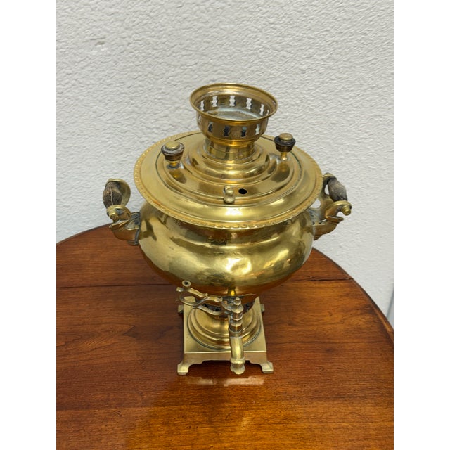Metal Russian Brass Samovar, Antique For Sale - Image 7 of 12