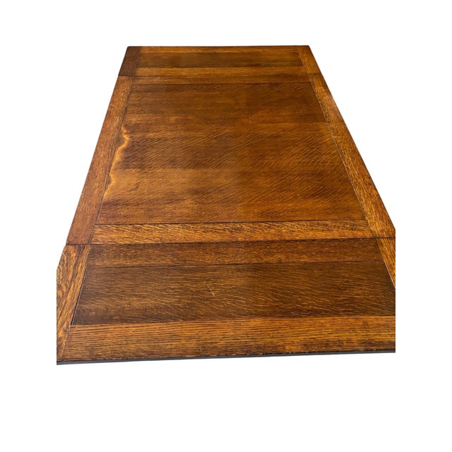 1930s Solid Oak Draw Leaf Table - Chairs Not Included. For Sale - Image 11 of 12