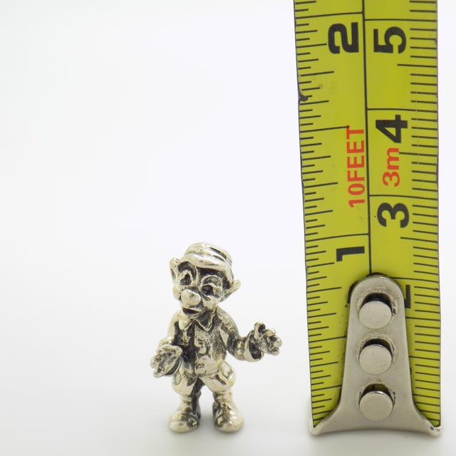 Vintage Italian Handmade Genuine Silver Garden Gnome Solid Dollhouse Miniature For Sale - Image 11 of 11