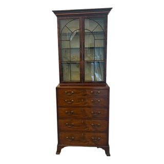 Antique Georgian Astragal Glazed Mahogany Bookcase with Secretaire from Gillows, 1780s For Sale