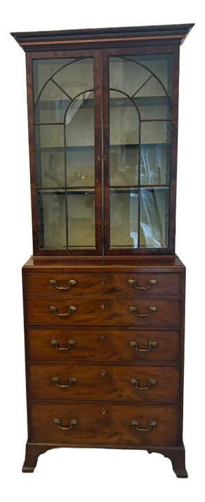 Antique Georgian Astragal Glazed Mahogany Bookcase with Secretaire from Gillows, 1780s