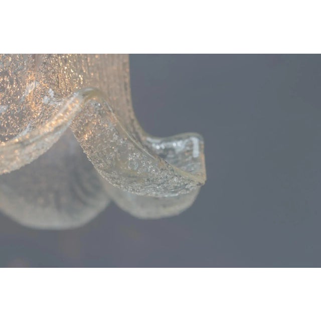 Mid-Century Bell Shaped Ice Glass Pendant Lamp For Sale - Image 10 of 18