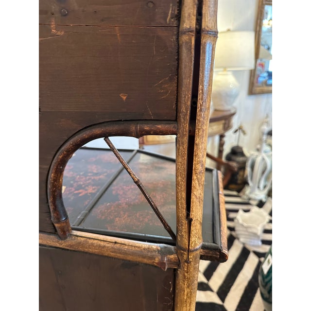 19th Century Rattan & Bamboo Chinoiserie Etagere Cabinet For Sale - Image 12 of 12