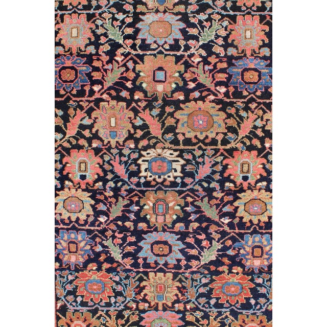 Early 20th Century Antique Persian Malayer Rug With Large Floral Motifs in Navy and Multi Colors For Sale - Image 5 of 7