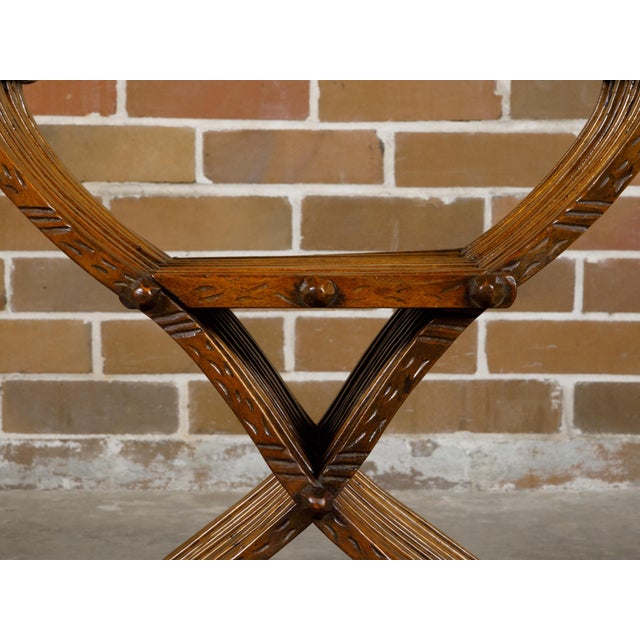 Italian Renaissance Style Walnut Savonarola Folding Chair circa 1900 For Sale - Image 12 of 12