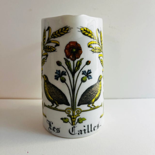 Marvelous French Creamer illustrated with two quails from d'Auteuil, Paris. Limoges marked on bottom. "Les Cailles" White...