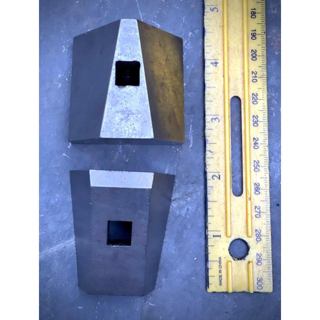 1950s Pair of Mid-Century Modernist Industrial Sculpture Steel Billet 1954 Machinist Made, Signed For Sale - Image 5 of 7