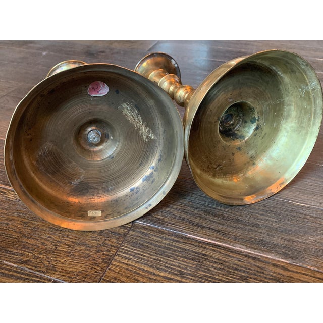 18th Century Dutch Brass Candlesticks - A Set of 2 For Sale - Image 10 of 11