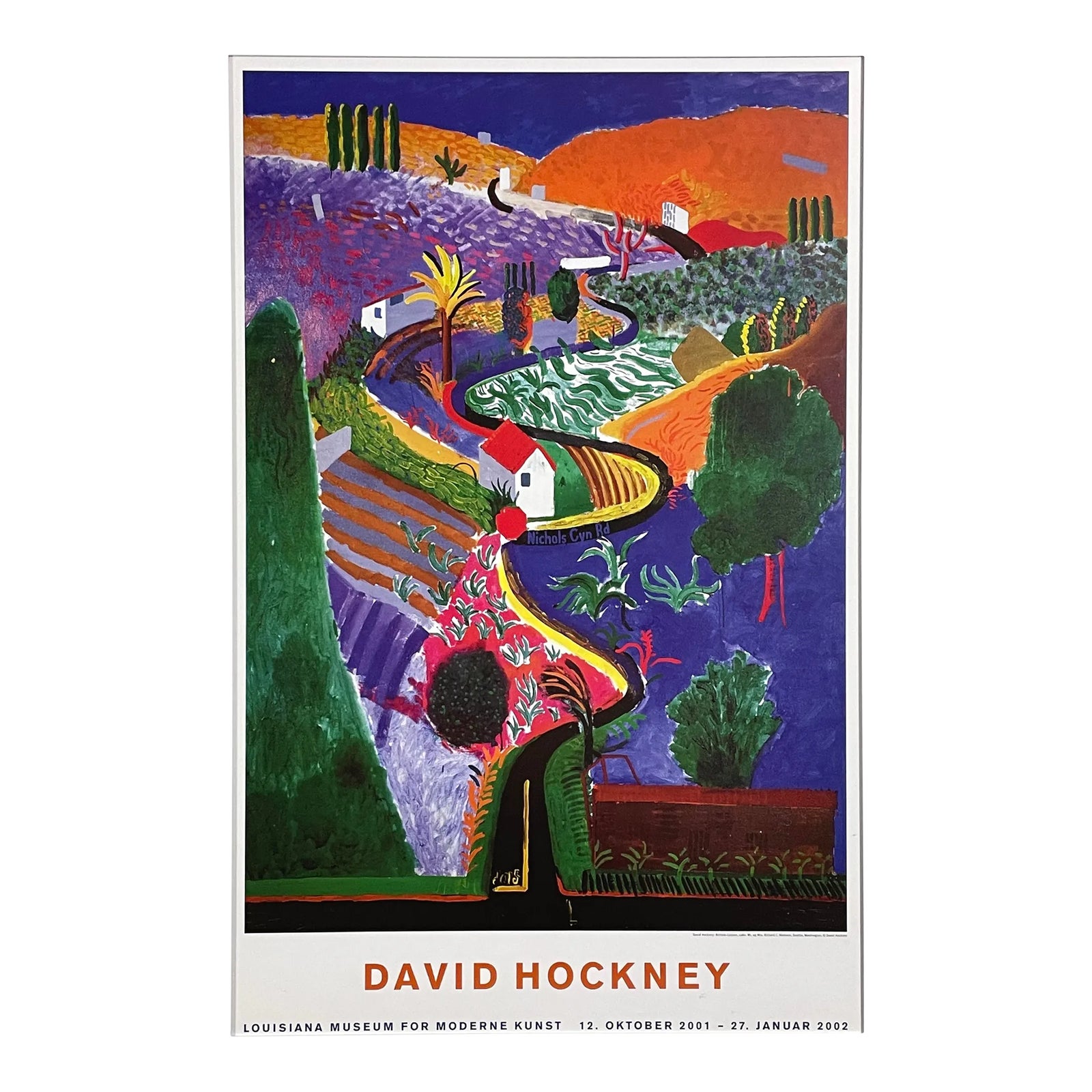 レア　David Hockney ポスター Vintage Danish David Hockney Exhibition Print (2001, Framed