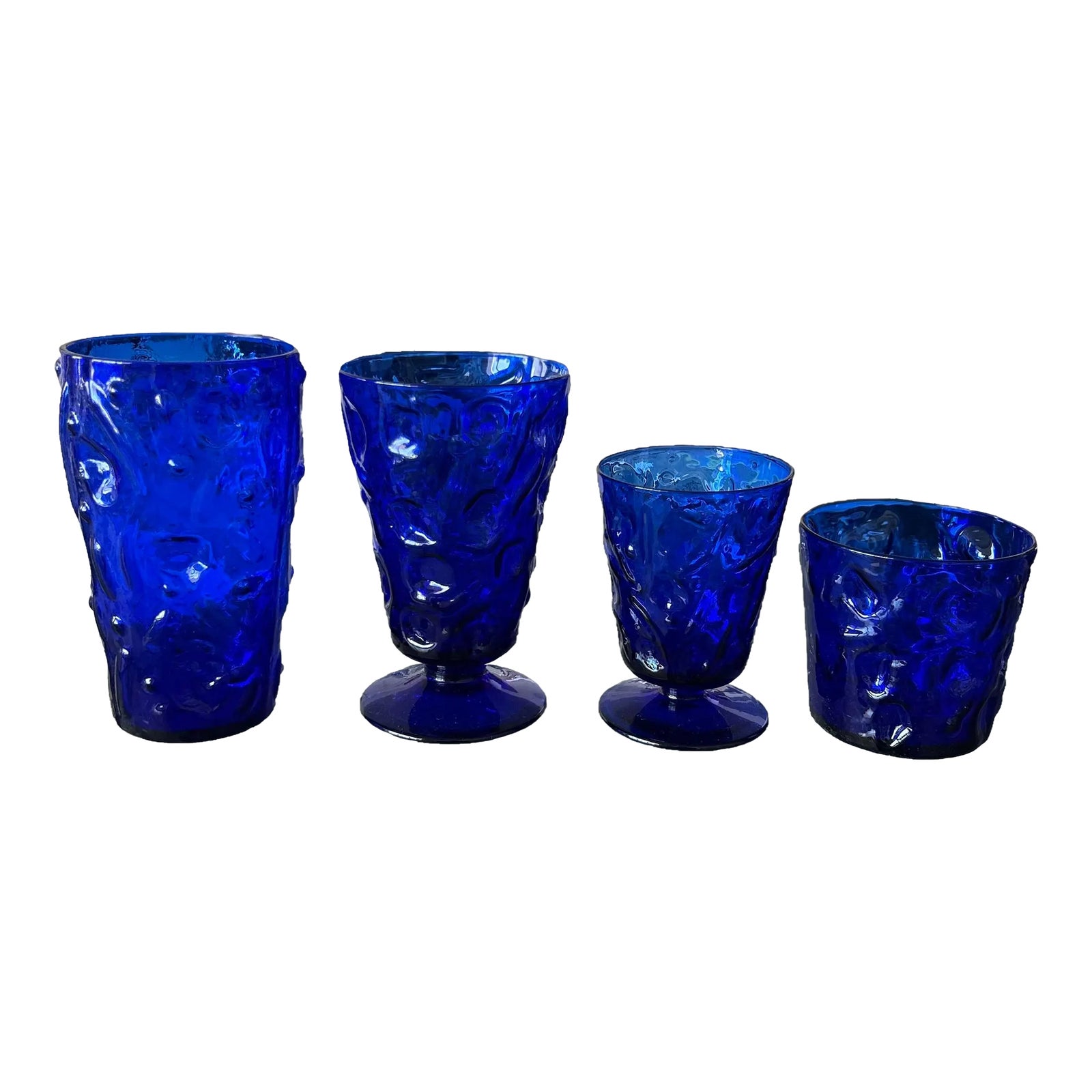 Vintage Cobalt Glasses- Set of 48 Pieces | Chairish