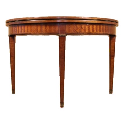 Louis XIV Style Fold-Over Demilune Table With Bronze Mounts For Sale