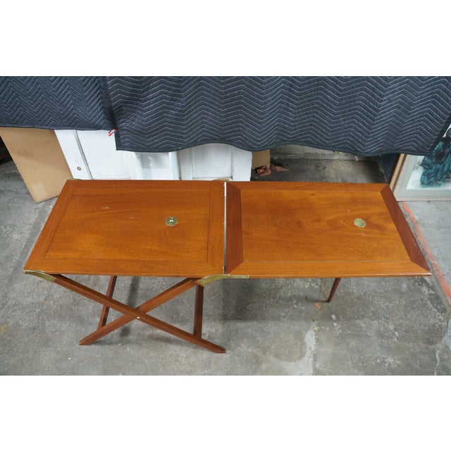 Brown Mid 20th Century Baker Furniture Expandable Party Butler Mahogany Removable Serving Tray Table For Sale - Image 8 of 18