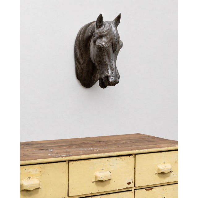 Metal Antique Zinc Horse Head, 1900 For Sale - Image 7 of 7