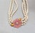 Pink Vintage 1980s Signed Napier 3-Strand Beaded Faux-Pearl Pink Flower Necklace For Sale - Image 8 of 8