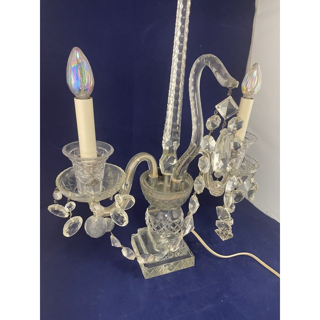 Vintage Pair of Large Regency Style Electrified Crystal Candelabrum For Sale - Image 4 of 18