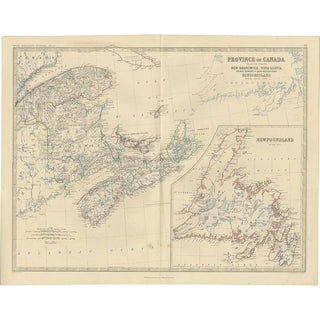 Antique Map of the Eastern Canada East by A. K. Johnston, 1865 For Sale