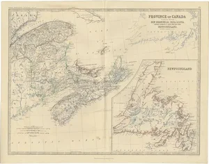 Antique Map of the Eastern Canada East by A. K. Johnston, 1865