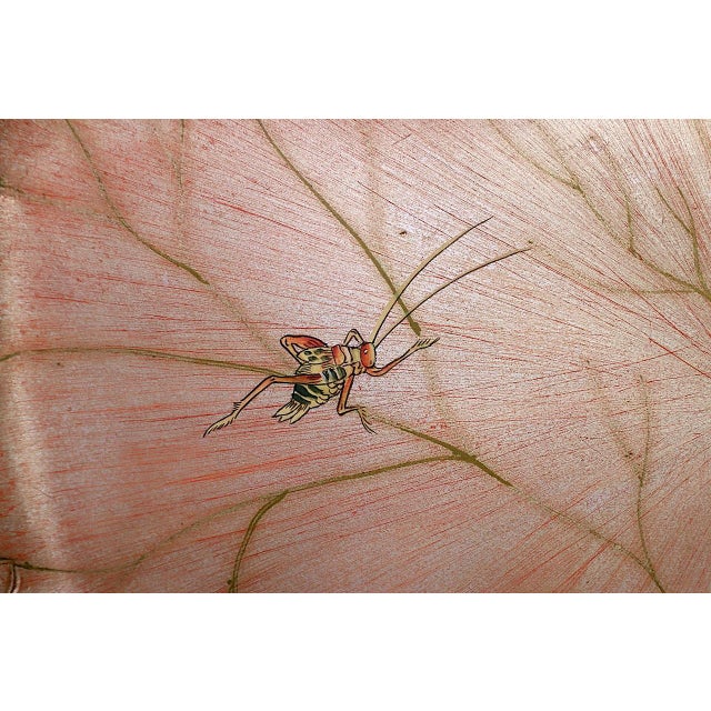 Large Italian 'Golden Age' Polychrome Leaf Form Center Piece, Tray With Dragonflies & Insects For Sale - Image 9 of 10