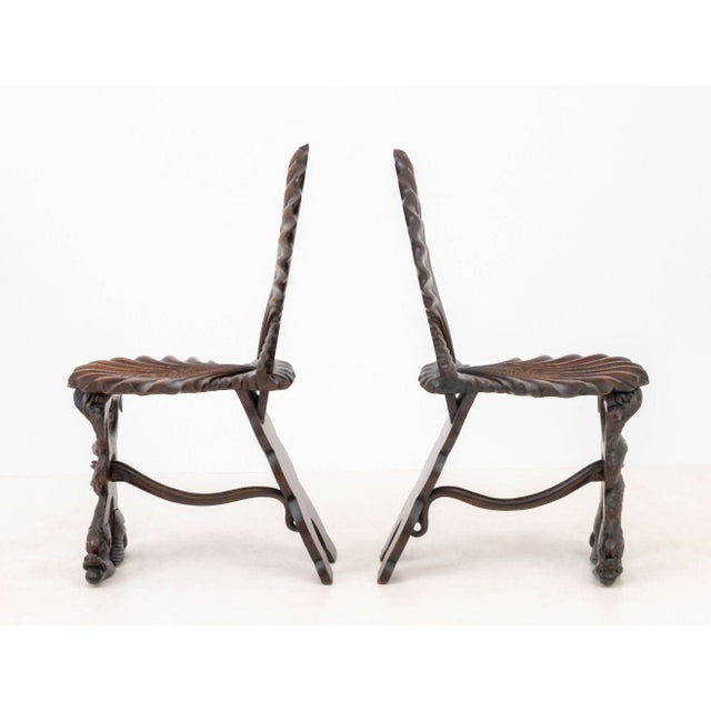 Italian Grotto Shell Carved Chairs, Pair For Sale - Image 9 of 11