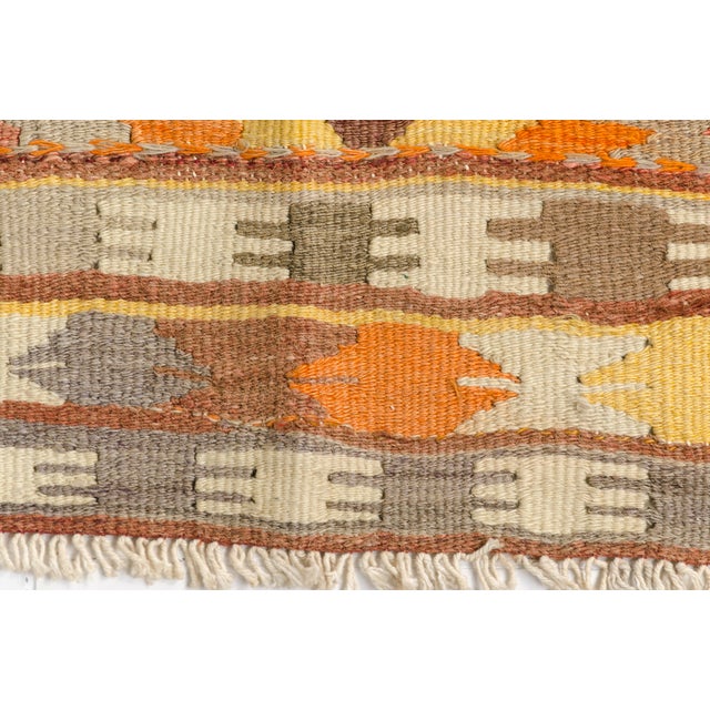 Mid 20th Century Terracotta and Ochre Diamond Design Kilim For Sale - Image 6 of 10