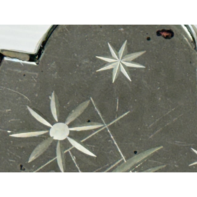 Metal Antique Early 20th Century Etched Mirror Dual Arm Wall Sconces, Pair For Sale - Image 7 of 12