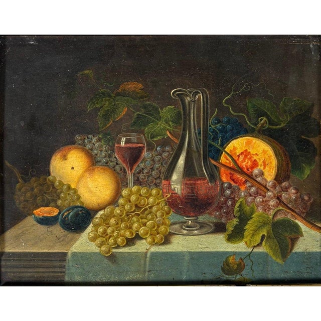 French French School, 19th century. - Still life with a wine decanter. Oil painting. For Sale - Image 3 of 3