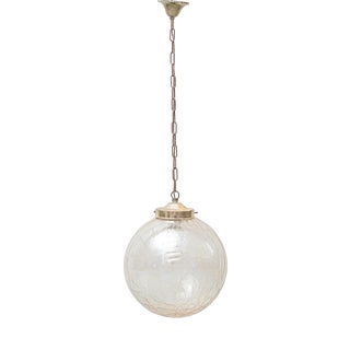 Pendant Lamp in Gilded Metal and Glass, 1960s For Sale