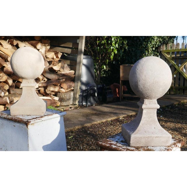 Pair of Large Cast Gate Post Finials Sculptures A pair of large gate pier finials This is a superb large pair of Globe...