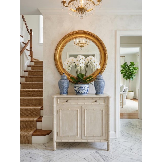 Off-white Vintage Hollywood Regency Faux Bamboo Commode For Sale - Image 8 of 9