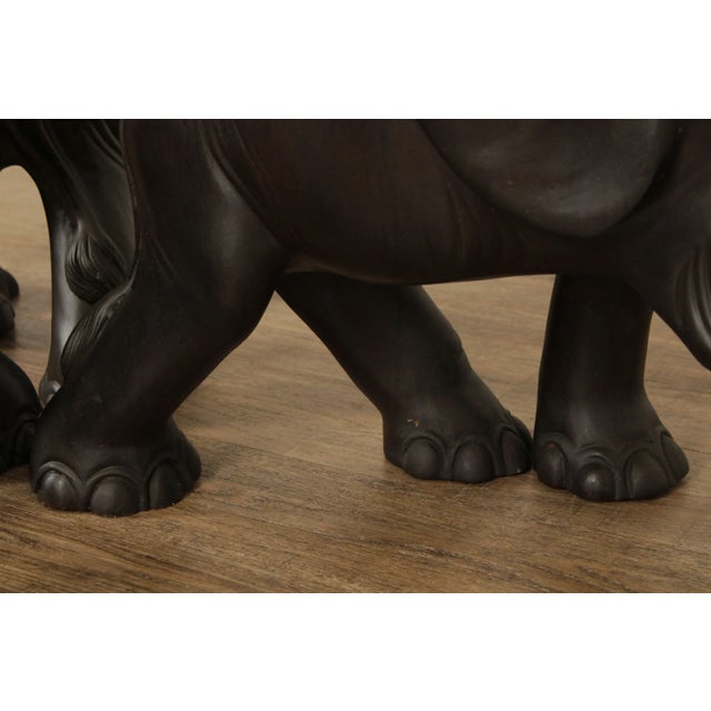 Contemporary Trio of Elephants Brass & Glass Center Table For Sale - Image 11 of 13