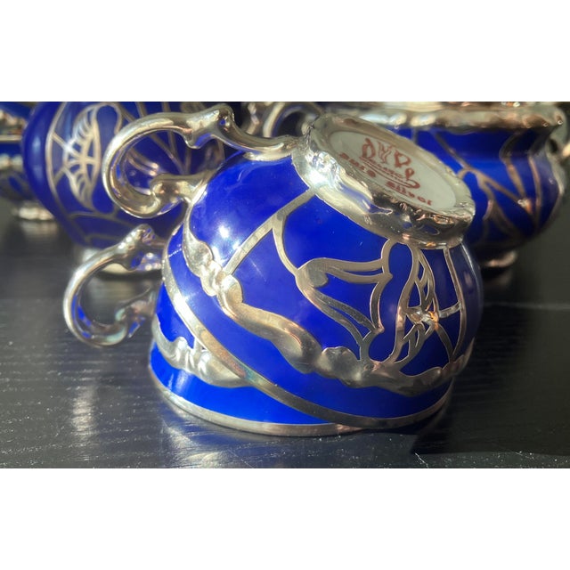 Blue Antique Deusca Porzellan Pure Silver Overlay Tea Set, Cobalt - 19 pcs For Sale - Image 8 of 10
