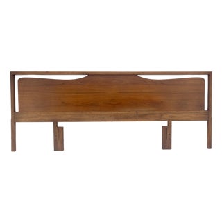 Sculptural Walnut Headboard Bed 102" Wide Mid Century Modern MINT For Sale