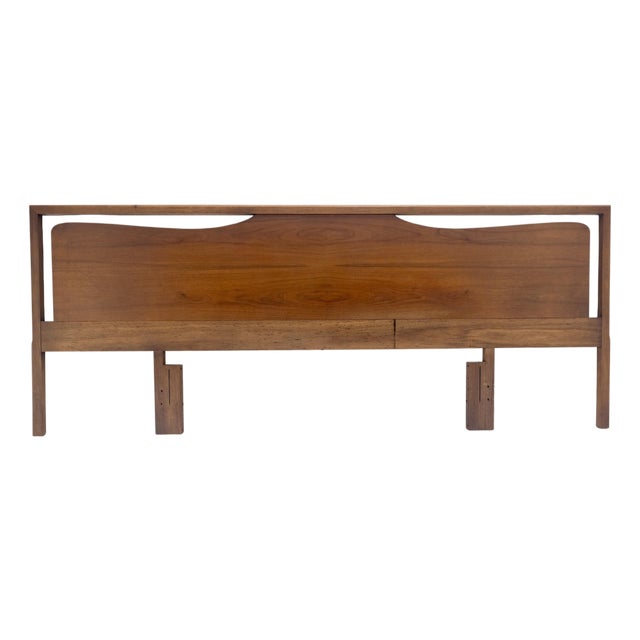 Sculptural Walnut Headboard Bed 102" Wide Mid Century Modern MINT For Sale