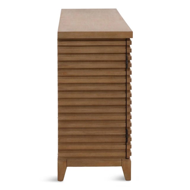 Contemporary Slatted Wheat Acacia Wood Sideboard For Sale - Image 3 of 6
