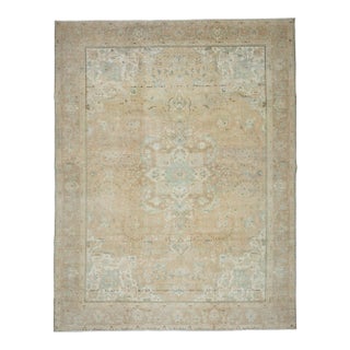 1970s Vintage Persian Handmade Wool Cotton Orange Area Rug For Sale